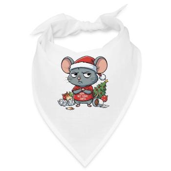 Grimmige Weihnachtmaus mit lustigem Spruch - Bandana - Weiß - Vorne