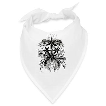 Blumen-Mandala Ornament - Bandana - Weiß - Vorne
