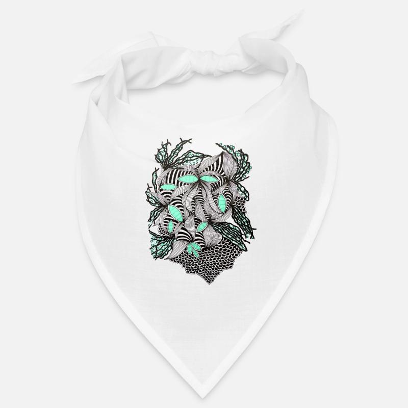 Line Flowers Pattern Mint Accent Bandana