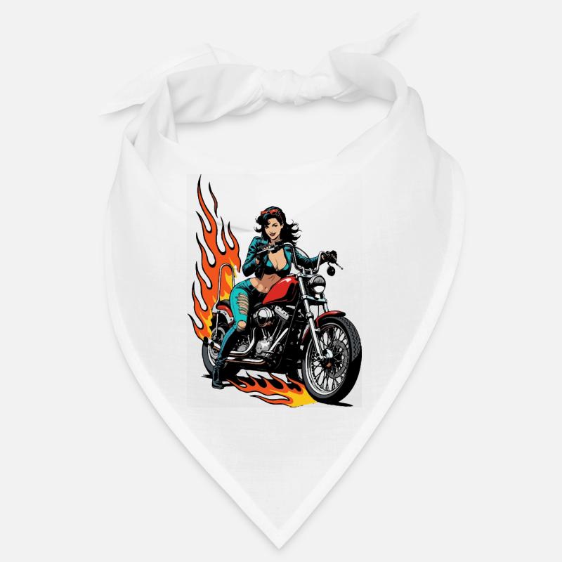 Weibliche Biker mit Flammen Bandana