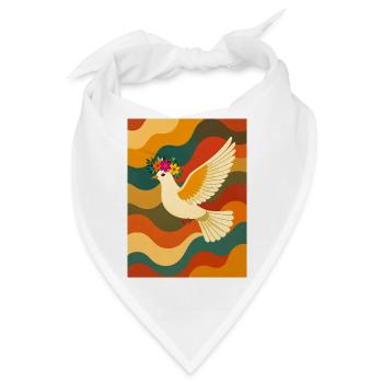 Weiße Taube fliegt über Regenbogenwellen - Bandana - Weiß - Vorne