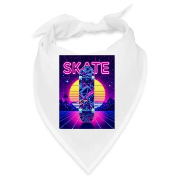 Skate Neon Tower – Retro 80er Street Style - Bandana - Weiß - Vorne