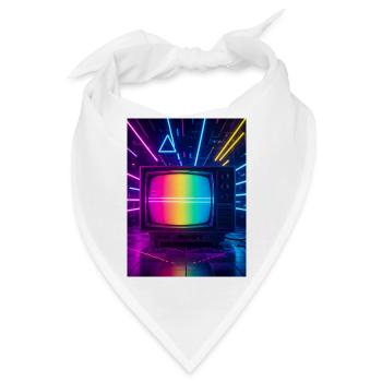 Retro-TV-Glitch – Neon-Achtziger-Leinwand - Bandana - Weiß - Vorne