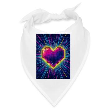 Neon Heart Pulse – Retro-80er-Liebe - Bandana - Weiß - Vorne