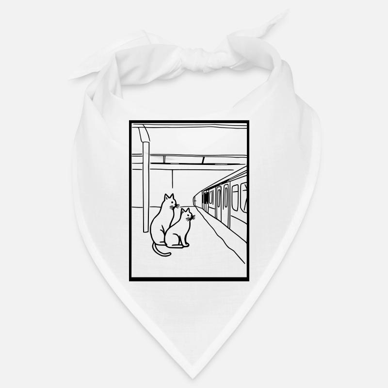 Cats Train Station Waiting Line Art Bandana