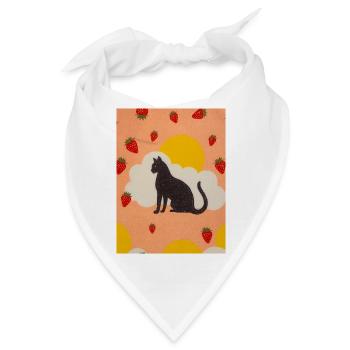 Silhouette einer Wolkenkatze in der Erdbeersonne - Bandana - Weiß - Vorne