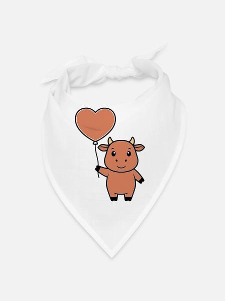 Süße Kuh Herz Ballon Liebe Vektor - Bandana - Weiß - Vorne