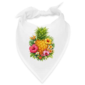 Tropische Ananas mit Blumen  - Bandana - Weiß - Vorne