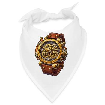 Steampunk Uhrwerk Chrono Design - Bandana - Weiß - Vorne