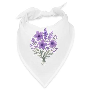 Lavendel Wasserfarben Bouquet - Bandana - Weiß - Vorne