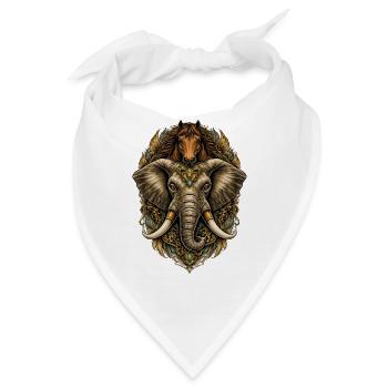 Ornamentale Elefanten-Pferde-Medaille - Bandana - Weiß - Vorne