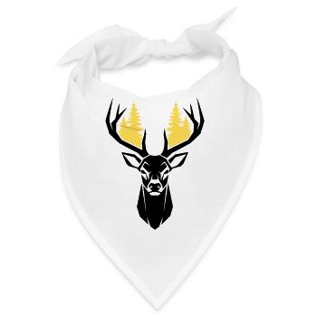  Hirschkopf Wald Silhouette - Bandana - Weiß - Vorne