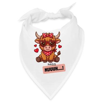 Herzige Kuh mit Herzbrille - Bandana - Weiß - Vorne