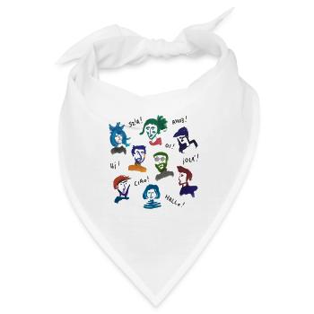 Bunte Kopfgesichter - Bandana - Weiß - Vorne