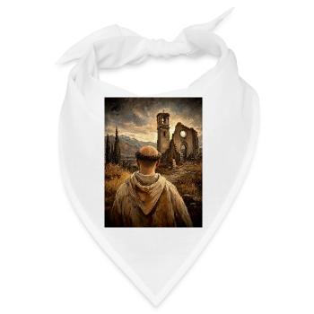 Mönch vor Ruinen bei Sonnenuntergang - Bandana - Weiß - Vorne