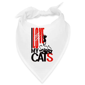 I love my cats – Katzenliebe - Bandana - Weiß - Vorne