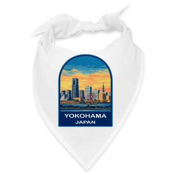 Yokohama Skyline Riesenrad Japan Retro-Abzeichen - Bandana - Weiß - Vorne