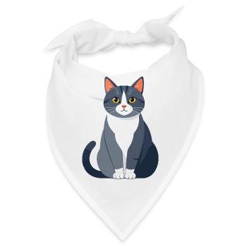 Blaugrauer Katzenfreund Illustration - Bandana - Weiß - Vorne