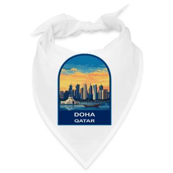 Doha Qatar Skyline Retro Sonnenuntergangs-Reiseabzeichen - Bandana - Weiß - Vorne
