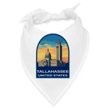 Tallahassee, Florida Capitol Retro Sunset Abzeichen - Bandana - Weiß - Vorne