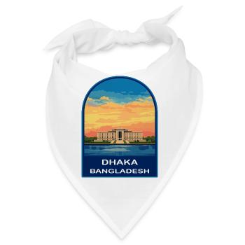 Dhaka Bangladesh Parlament Retro Sonnenuntergangsabzeichen - Bandana - Weiß - Vorne