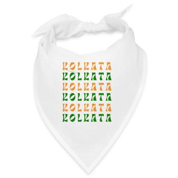 Kolkata-Mosaik in Safran und Smaragd - Bandana - Weiß - Vorne