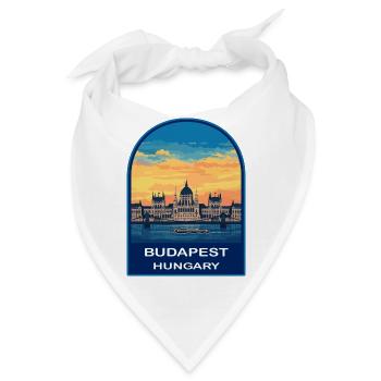 Budapester Ungarns Parlament Retro-Sonnenuntergangsabzeichen - Bandana - Weiß - Vorne