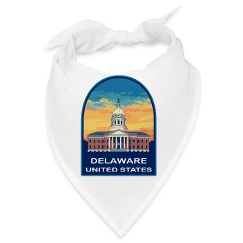 Delaware State Capitol Retro Sonnenuntergangs-Reiseabzeichen - Bandana - Weiß - Vorne