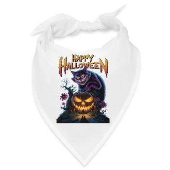 Halloween Purple Cat und Pumpkin Glow - Bandana - Weiß - Vorne