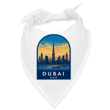 Dubai VAE Burj Khalifa Skyline Retro Sonnenuntergangsabzeichen - Bandana - Weiß - Vorne
