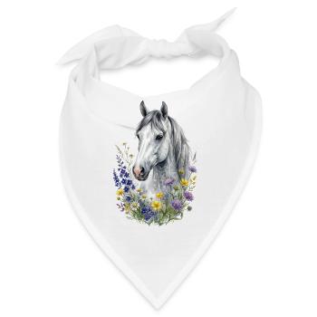 Grauer Schimmel mit Wildblumen - Bandana - Weiß - Vorne