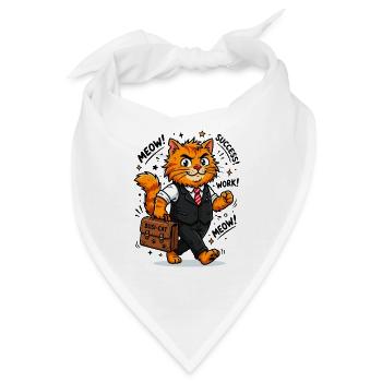  Fleißiger Business-Kater mit Aktentasche - Bandana - Weiß - Vorne