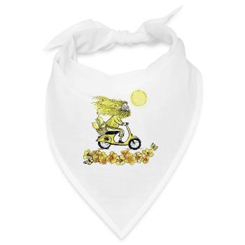 Herr Gelb auf dem Töff - Bandana - Weiß - Vorne