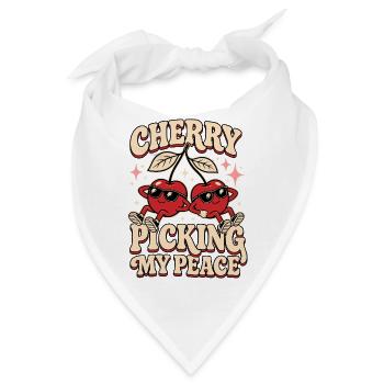 Cherry Picking My Peace – Kirschen Humor - Bandana - Weiß - Vorne