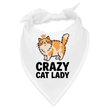 Königliche Katzendame: Crazy Cat Lady - Bandana - Weiß - Vorne