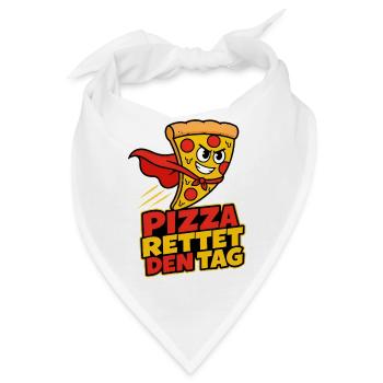Pizza rettet den Tag – Held im Comic Look - Bandana - Weiß - Vorne