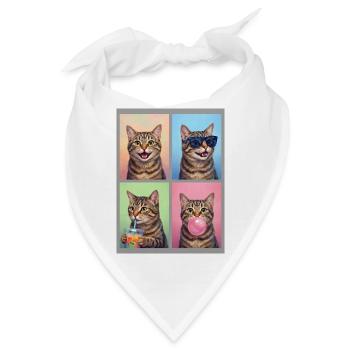 Katzen Manx Katze - Bandana - Weiß - Vorne