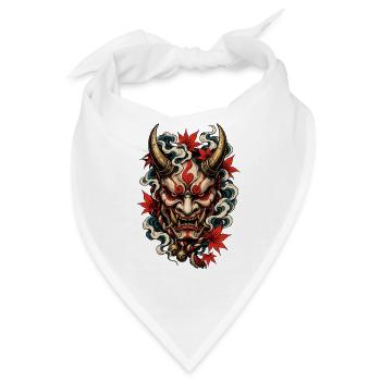 Oni Maske mit Herbstahorn und Rauchwolken - Bandana - Weiß - Vorne