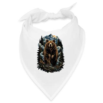 Bär im Bergwald – Natur-Tierkunst - Bandana - Weiß - Vorne