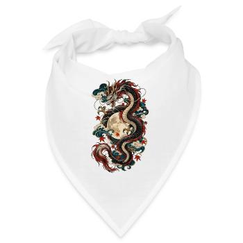 Monddrache über goldenem Vollmond - Bandana - Weiß - Vorne