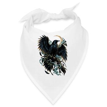 Mondkrähe auf Nachtzweig - Bandana - Weiß - Vorne