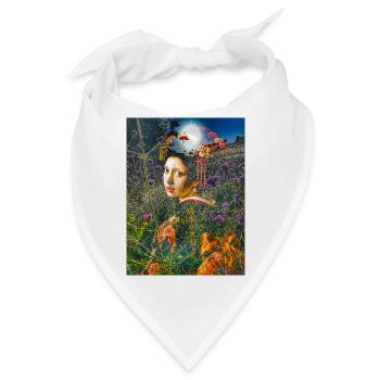 Blumenporträt mit japanischer Schrägheit - Bandana - Weiß - Vorne
