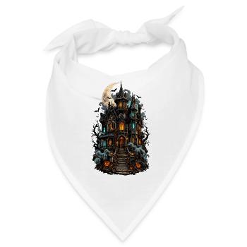 Mondschein Spukhaus mit Laternen - Bandana - Weiß - Vorne