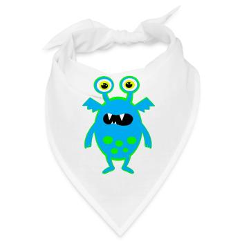 Neonblauer Monster mit großen Augen - Bandana - Weiß - Vorne