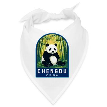 Chengdu China-Riesenpanda-Bambuswaldabzeichen - Bandana - Weiß - Vorne