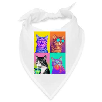 Katzen Graue Tabby Katze - Bandana - Weiß - Vorne
