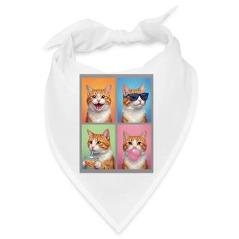 Katzen Orange Tabby Katze - Bandana - Weiß - Vorne