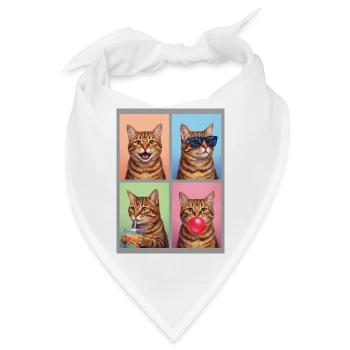 Katzen Orange Tabby Katze - Bandana - Weiß - Vorne