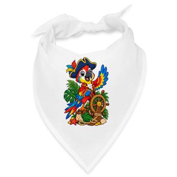Piratenpapagei am Steuerrad - Bandana - Weiß - Vorne