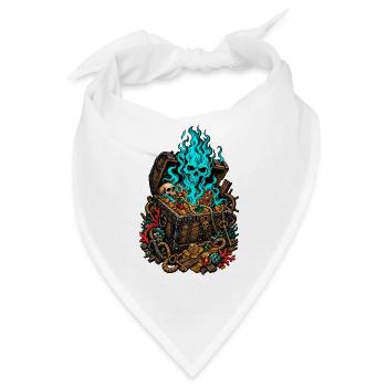 Blaues Flammen-Tresor - Bandana - Weiß - Vorne